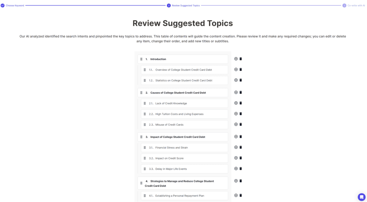 WordCrafter - generated outline