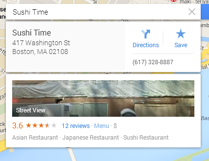 Google Maps Info Card