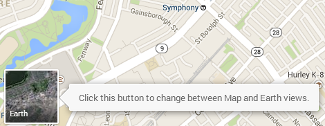 New Google Maps Google Earth Button